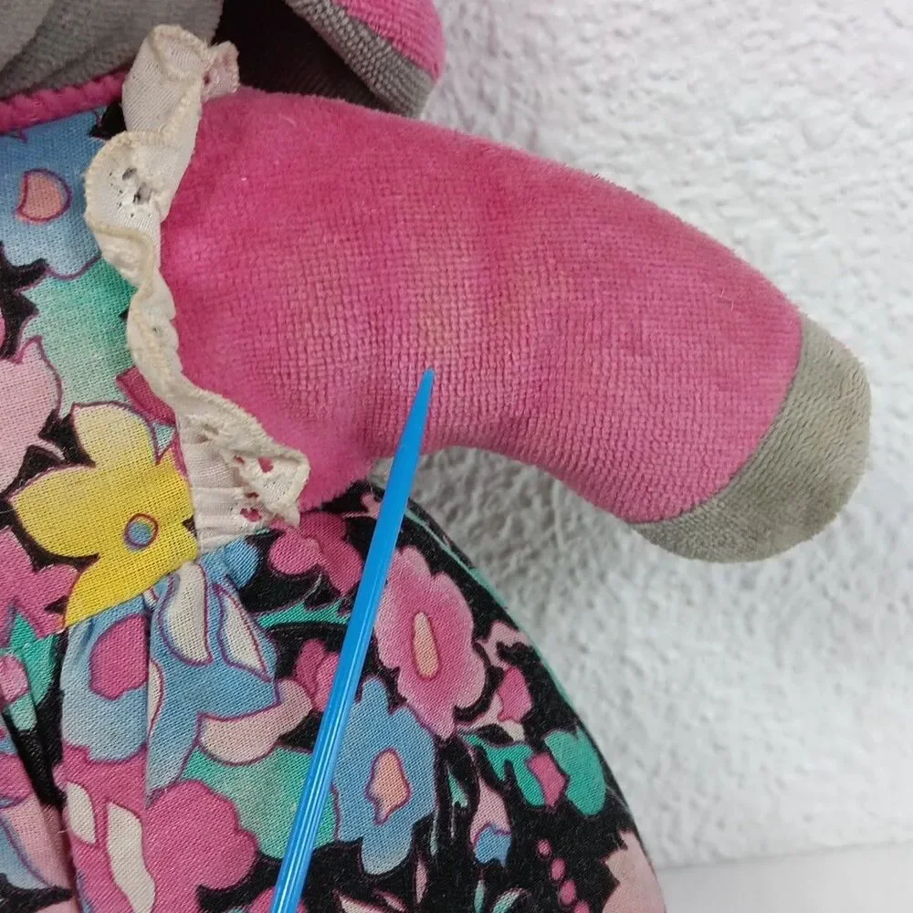 Sterntaler Musical Mouse Pink Floral Soft Body West Germany Vintage Flaws - Picture 7 of 10